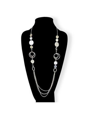 LANE BRYANT Long Silver Circle Station Necklace NWT​​